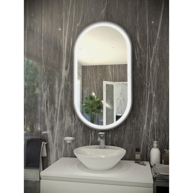 RAK-Art Oval LED Illuminated Portrait Mirror With Demister and Touch Sensor