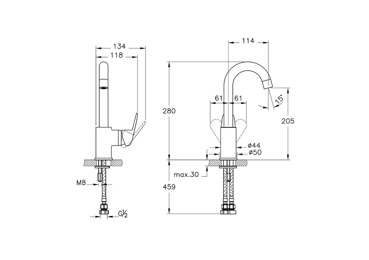 Vitra Flow Round Basin Mixer Swivel - Chrome