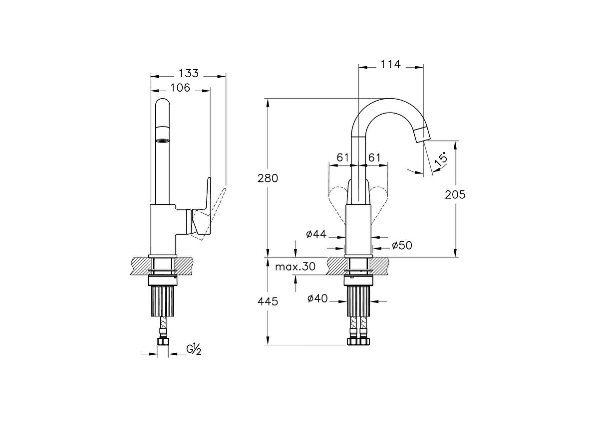 Vitra FLow Soft Round Basin Mixer Swivel