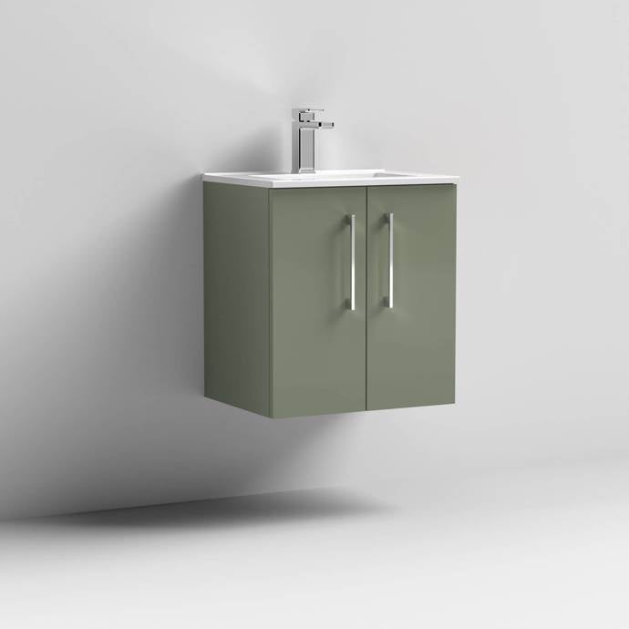 Nuie Arno 500mm Wall Hung 2 Door Vanity & Basin