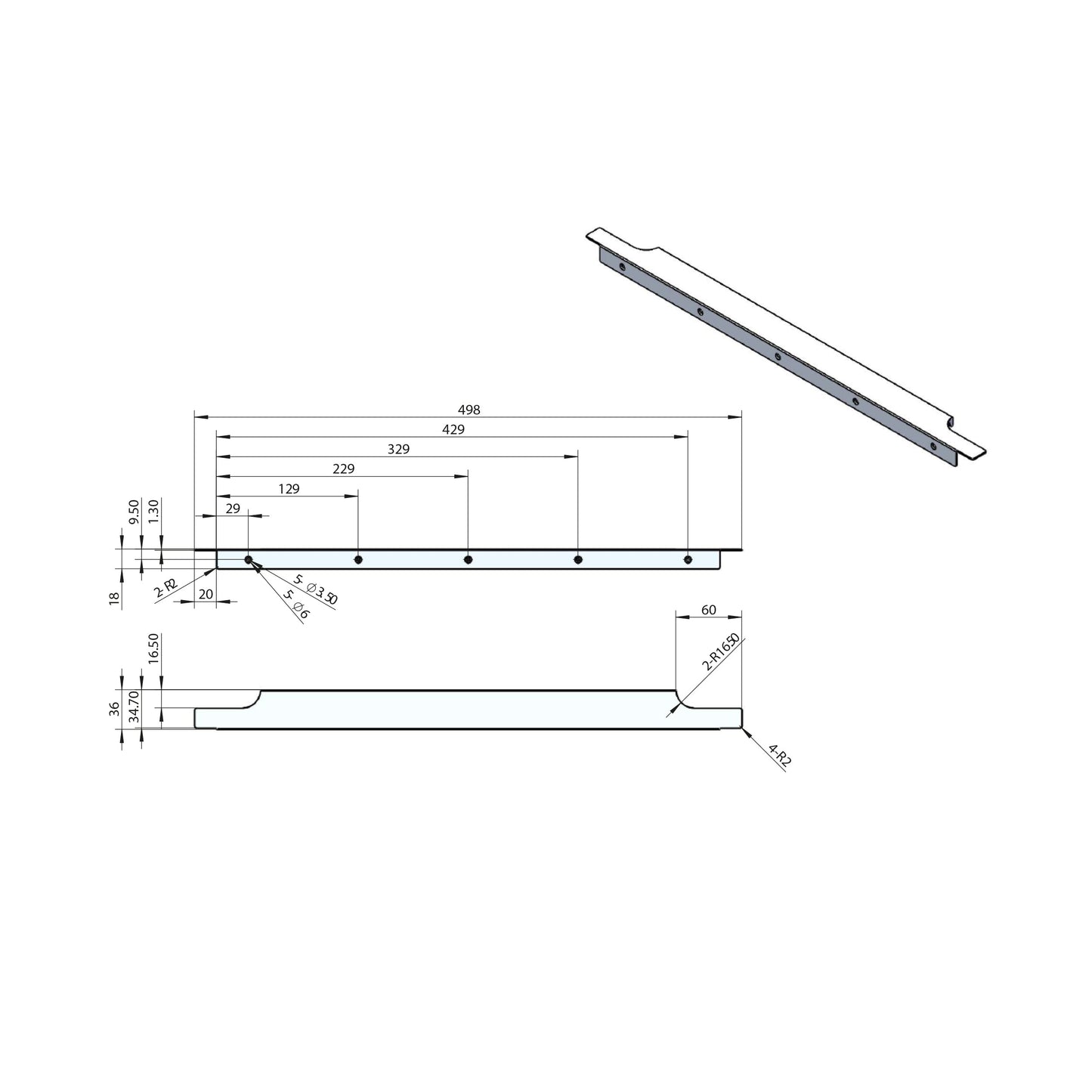 Scudo Wall Hung Wrap Over Furniture Handle - Black