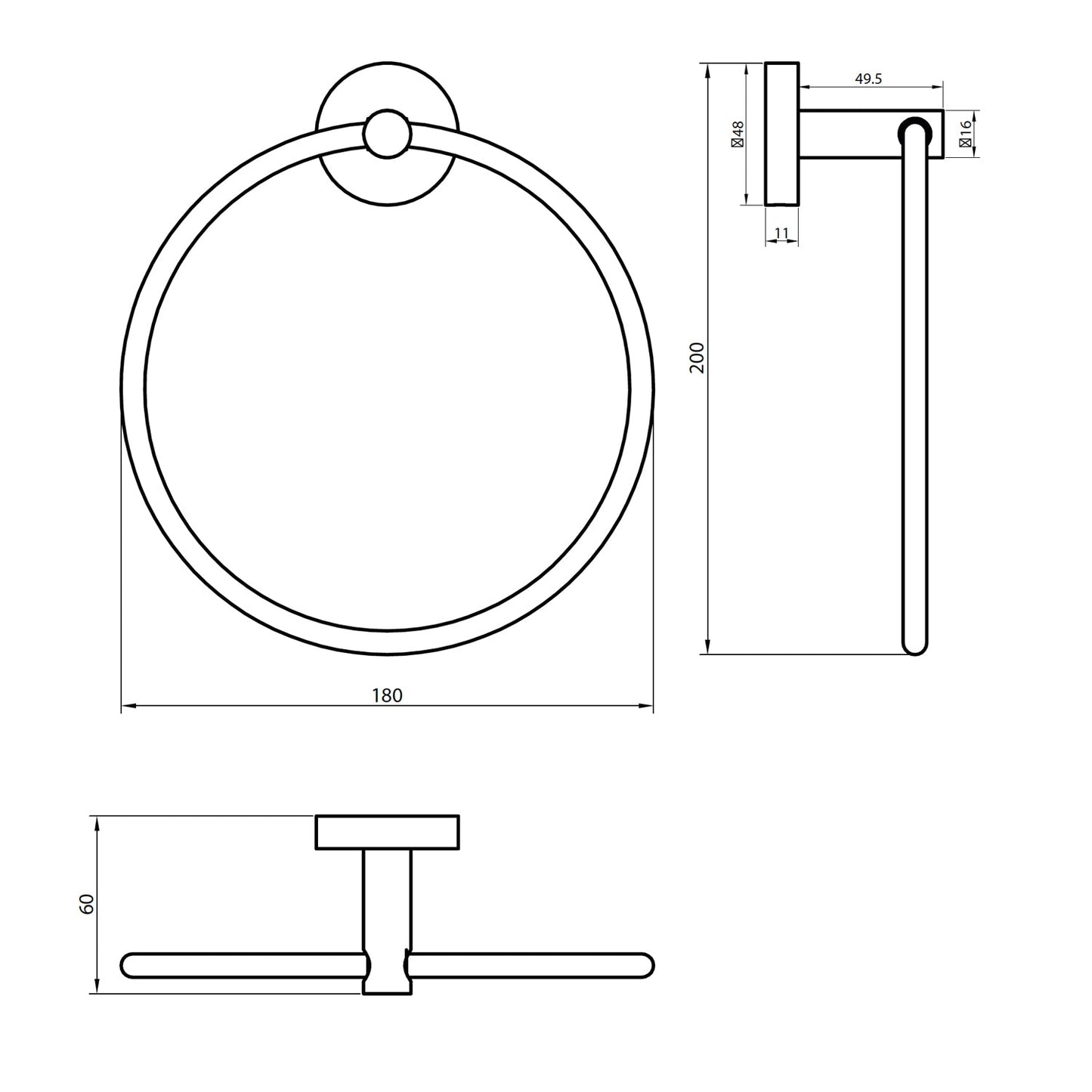 Scudo Delta Wall Mounted Towel Ring - Chrome