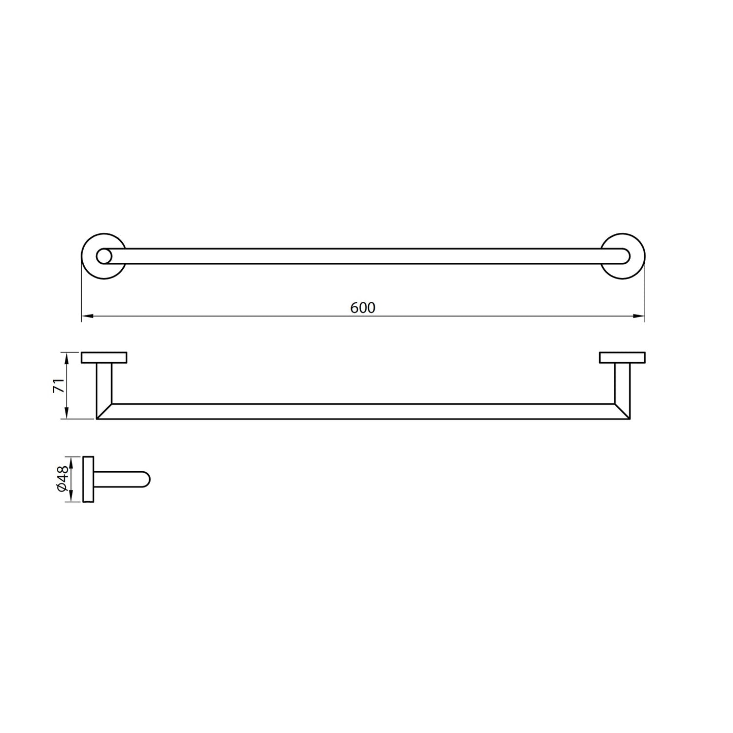 Scudo Delta Wall Mounted Towel Bar - Chrome