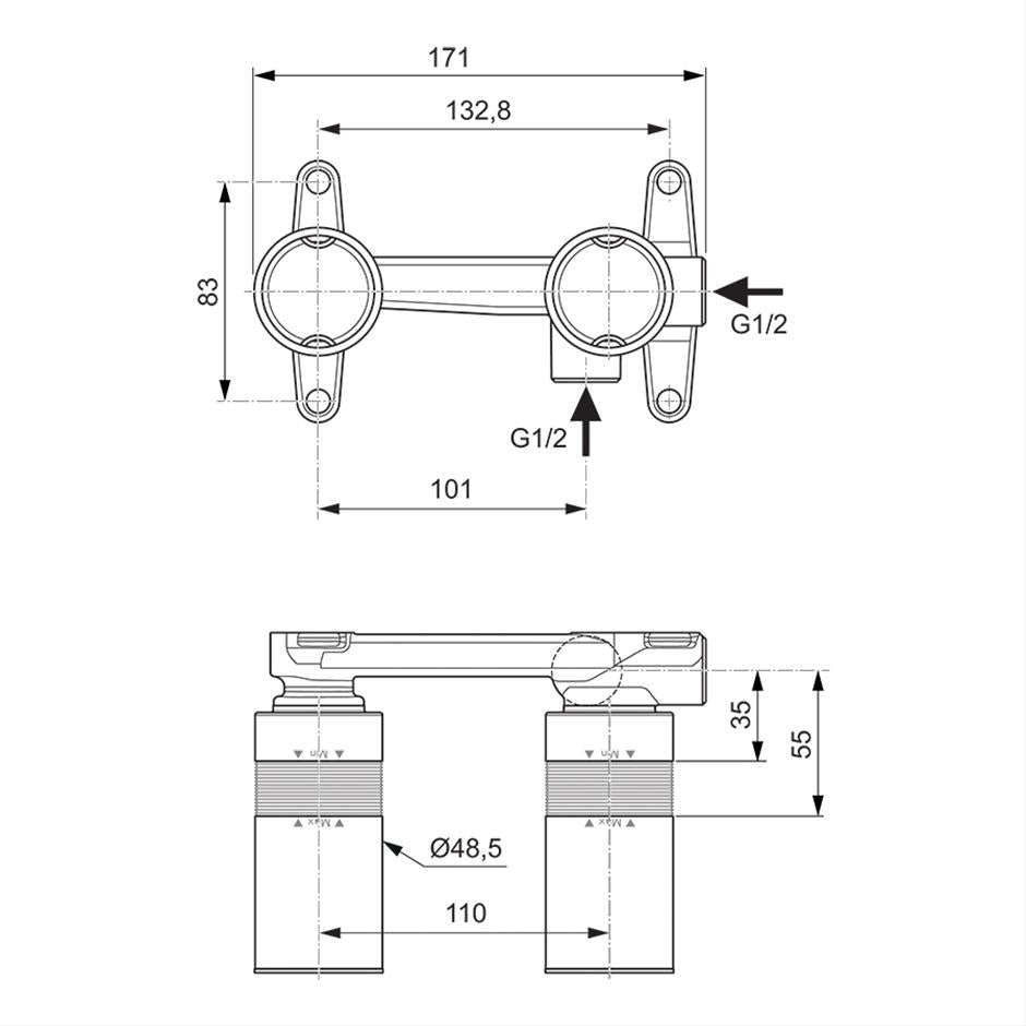 Ideal Standard Built-in basin mixer kit 1, horizontal