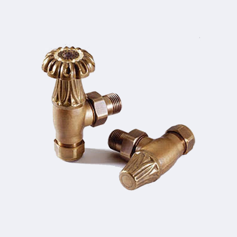 Kartell Nostalgia Angled Manual Radiator Valve - Brass