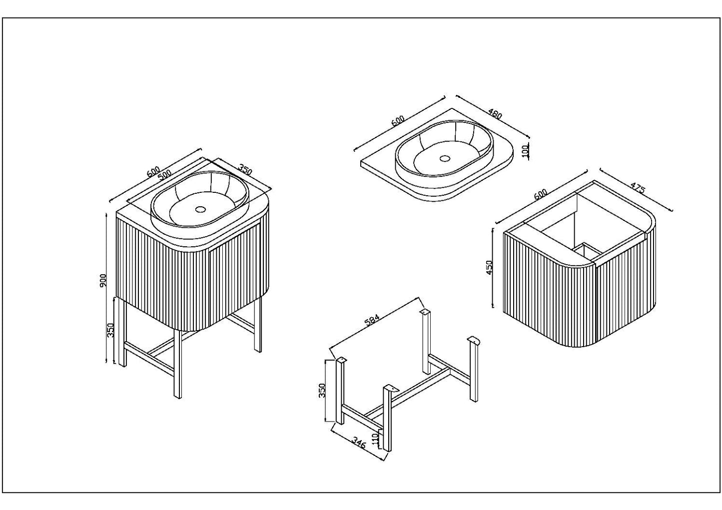 Scudo Linea One Piece Vanity Basin