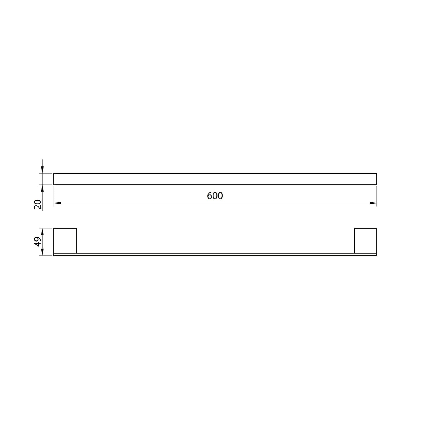 Scudo Mono Wall Mounted Towel Bar - Matt Black