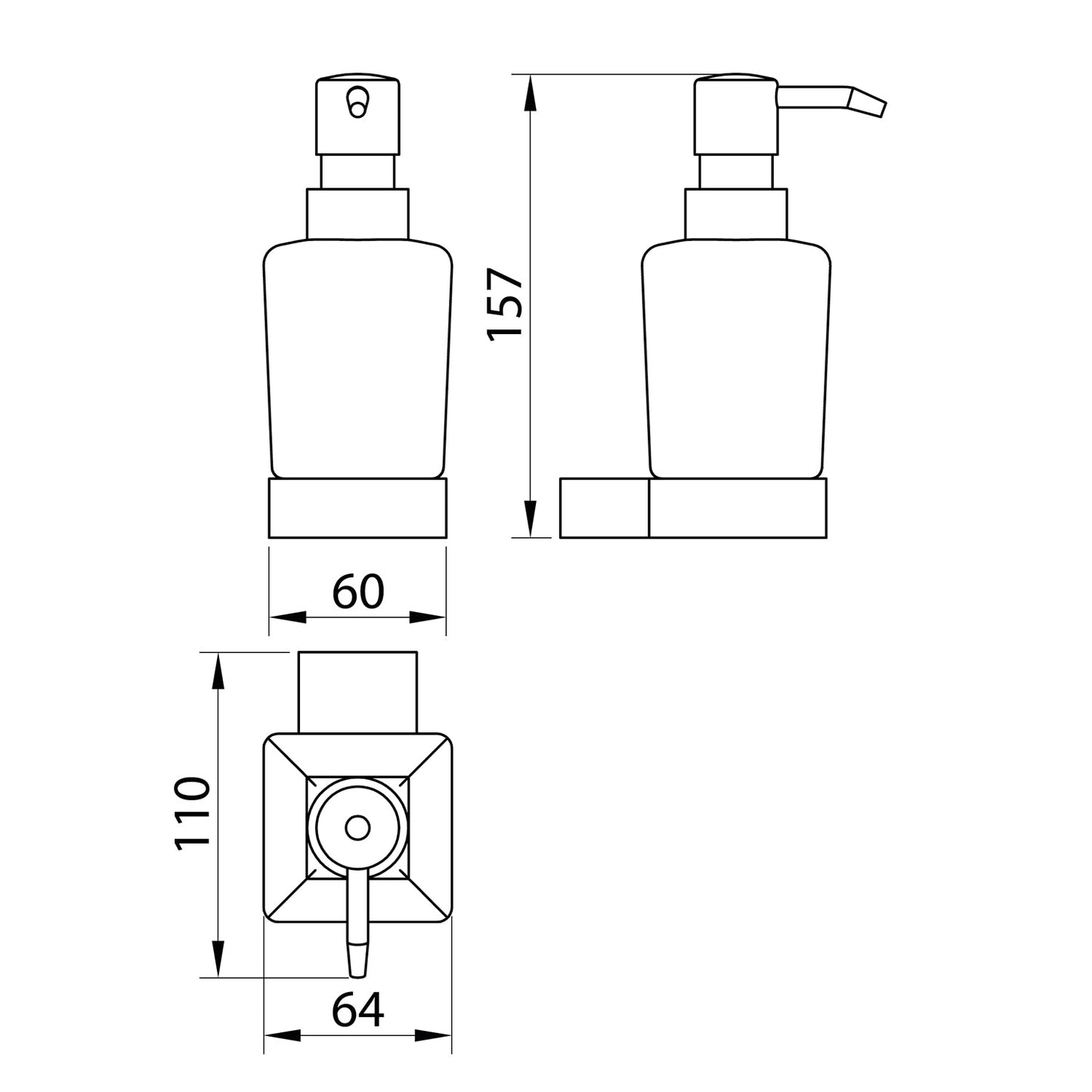 Scudo Mono Wall Mounted Soap Dispenser - Matt Black