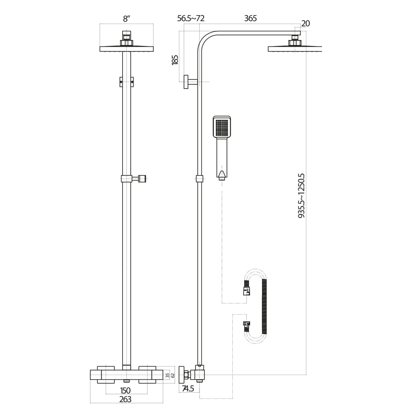 Scudo Elliot Square Shower Set Inc Easykit