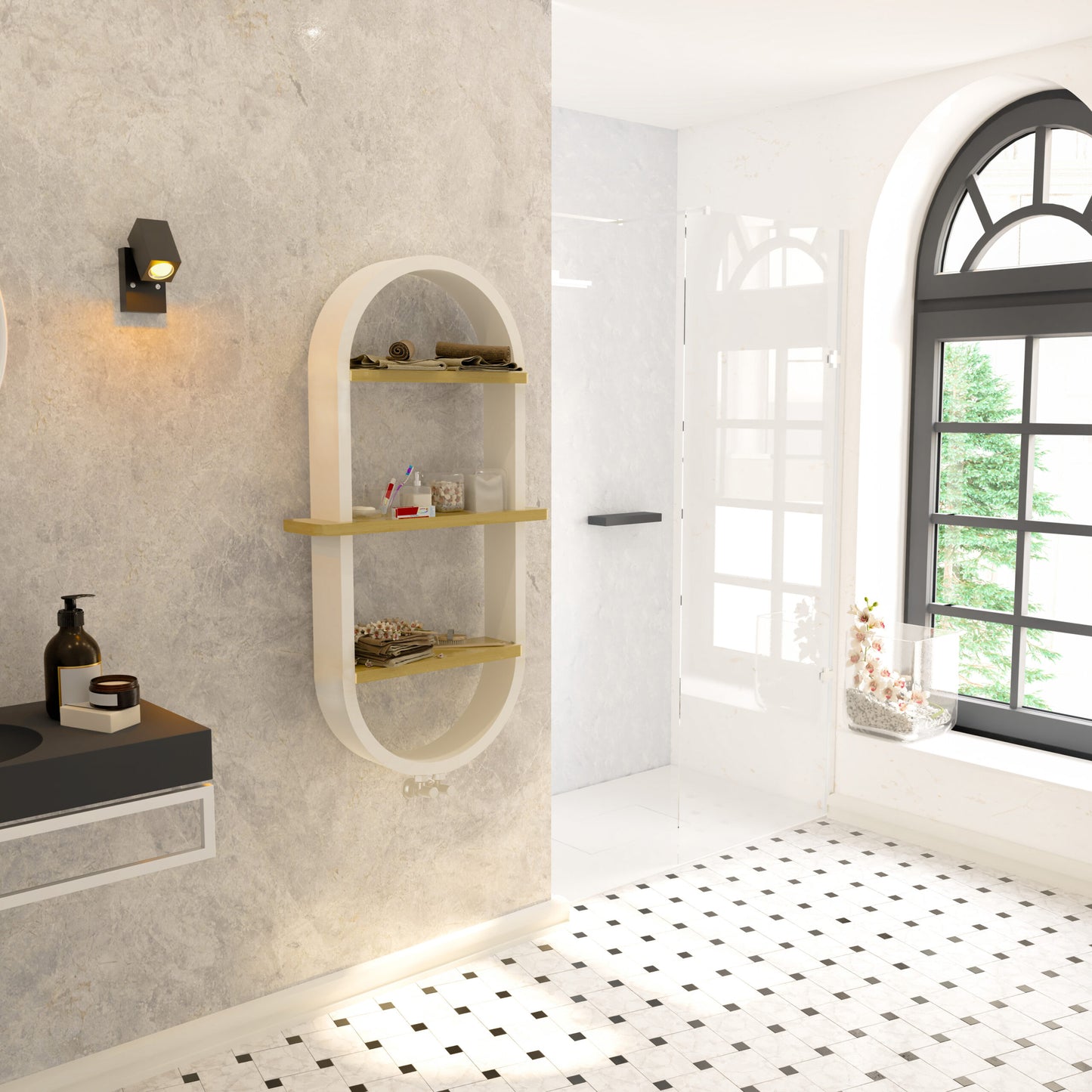 Kartell K-Rad Vaughan Aluminium Towel Radiator with Shelves