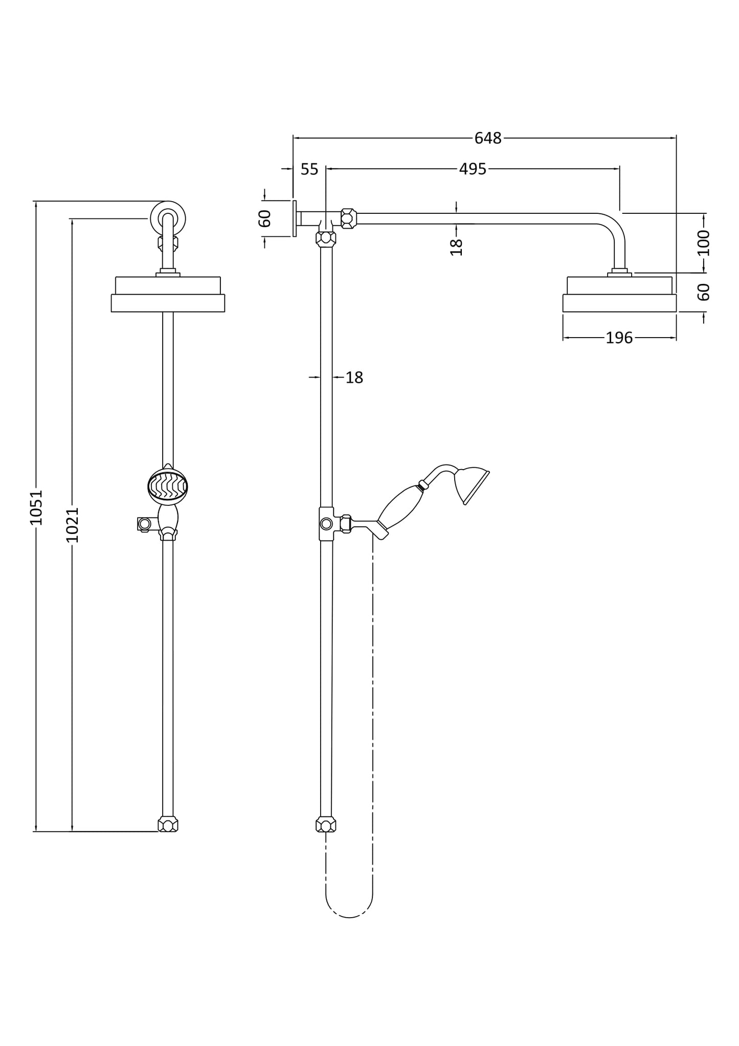 Hudson Reed Old London Luxury Rigid Riser Kit Without Diverter