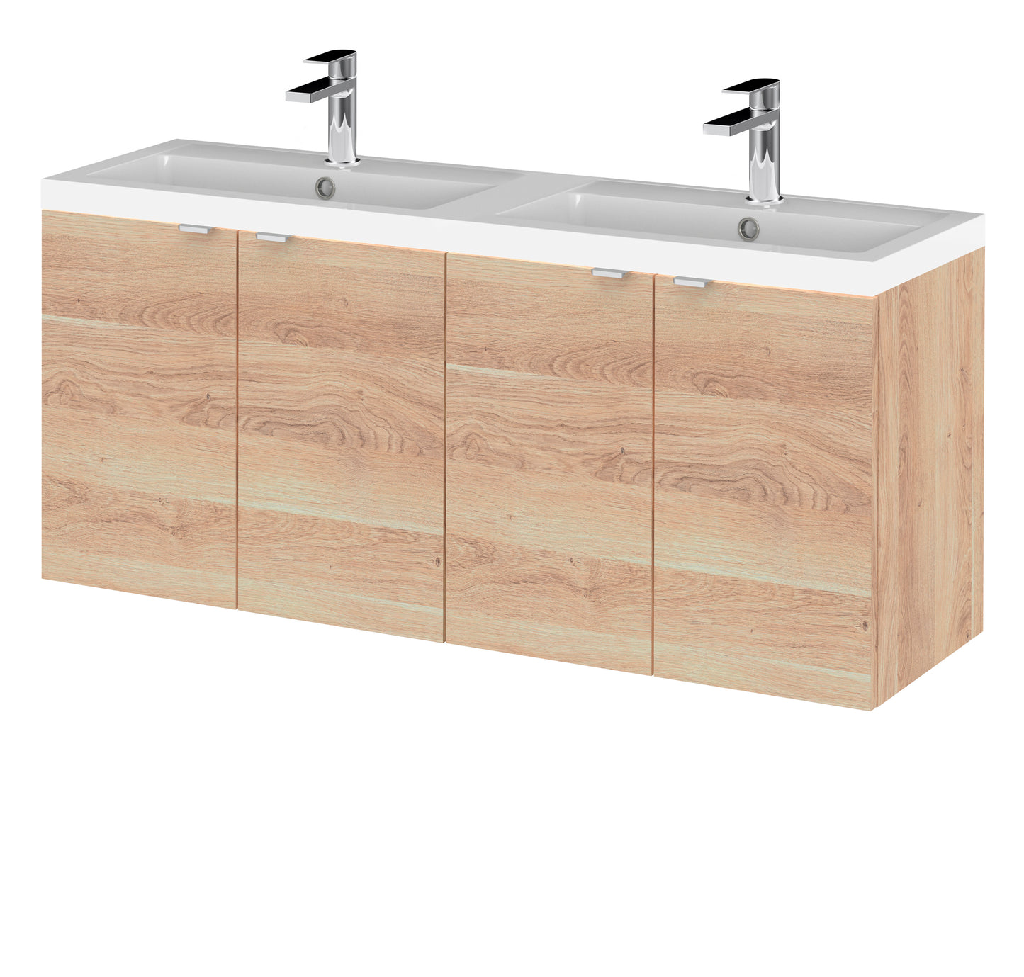 Hudson Reed Fusion 1200mm Full Depth Wall Hung 4-Door Vanity Unit and Twin Basin