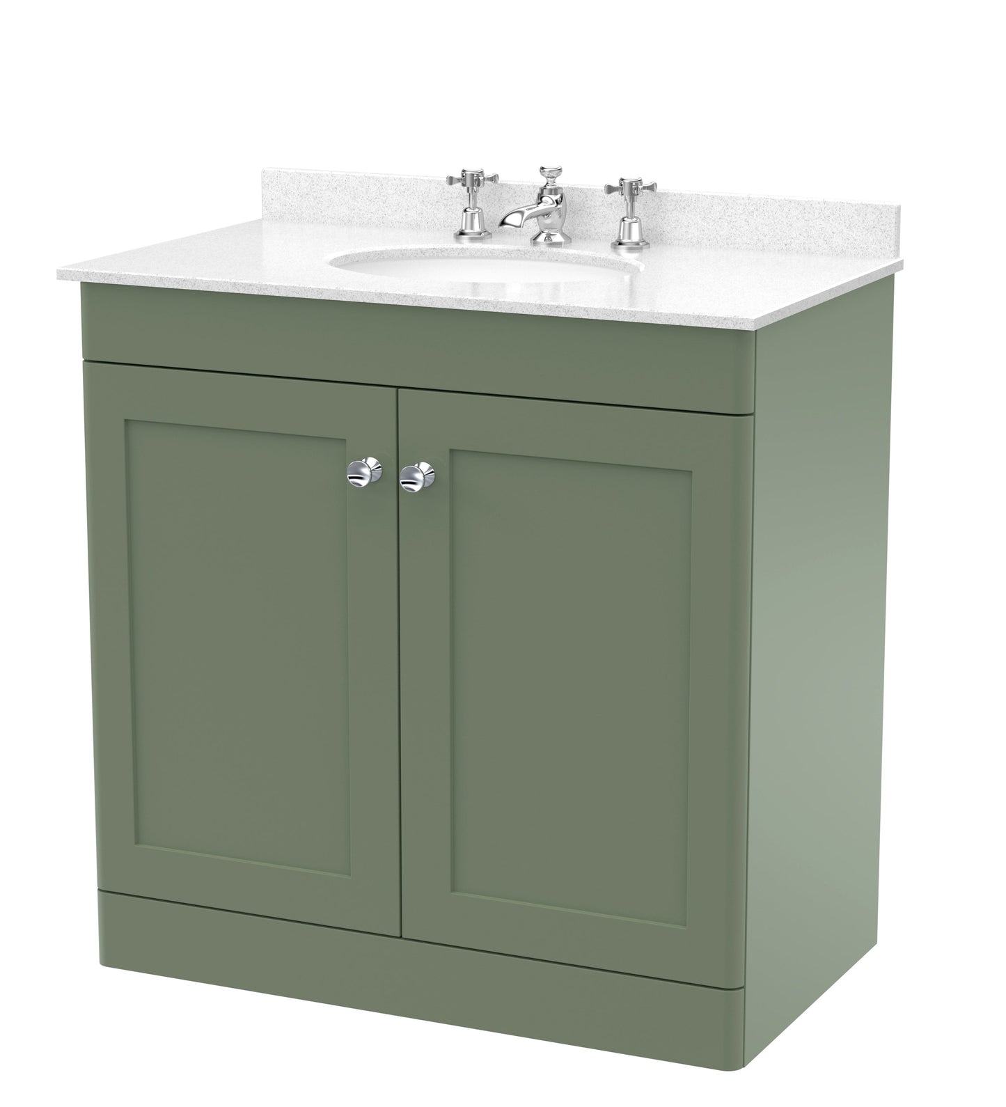 Nuie Classique 800mm Floor Standing 2 Door Vanity & Bowl Marble Top