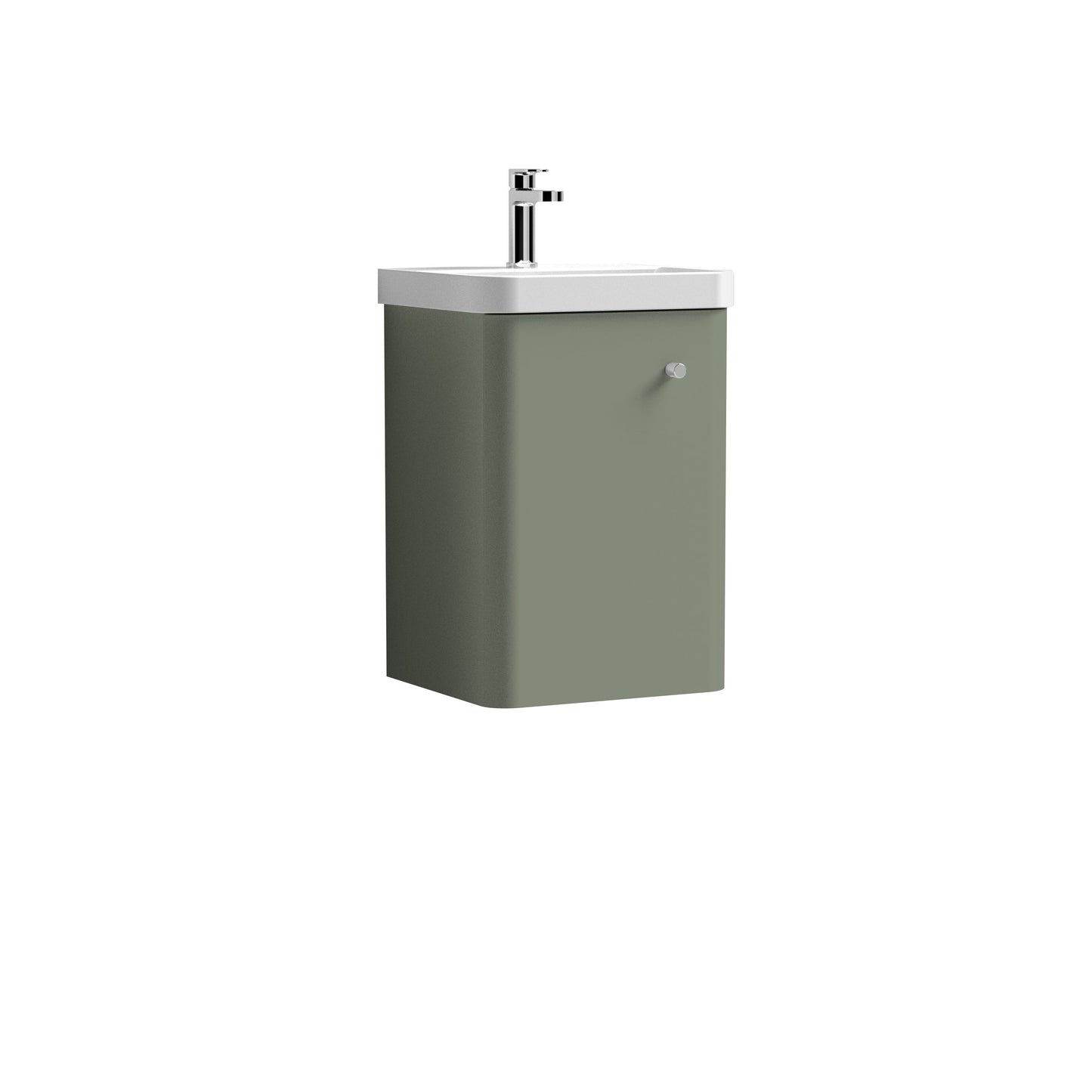 Nuie Core Cloakroom 400mm Wall Hung 1-Door Cabinet with Ceramic Basin