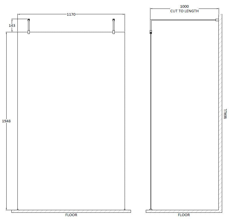Hudson Reed Freestanding Wetroom Screen With Two Top Support Arms
