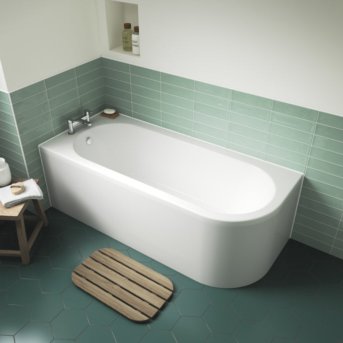 Nuie Crescent Back to Wall Corner Bath