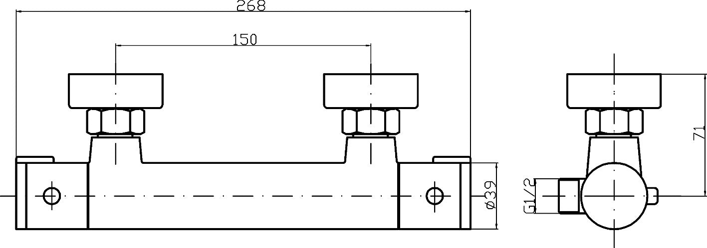 Nuie Minimalist Thermostatic Bottom outlet Bar Valve
