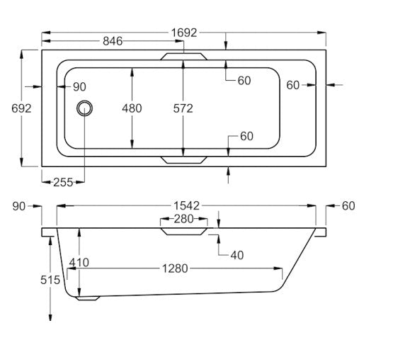 Carron Quantum Integra 1700 x 700 Single Ended Bath