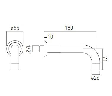 Vado Origins Bath Spout Wall Mounted