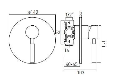 Vado Origins Concealed Manual Shower Valve Single Lever Wall Mounted