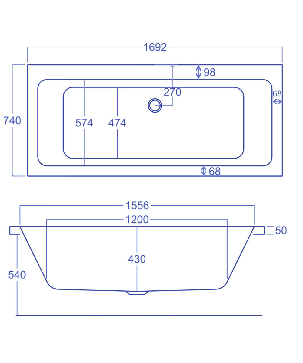 Carron Quantum 1700 x 750mm Double Ended Bath