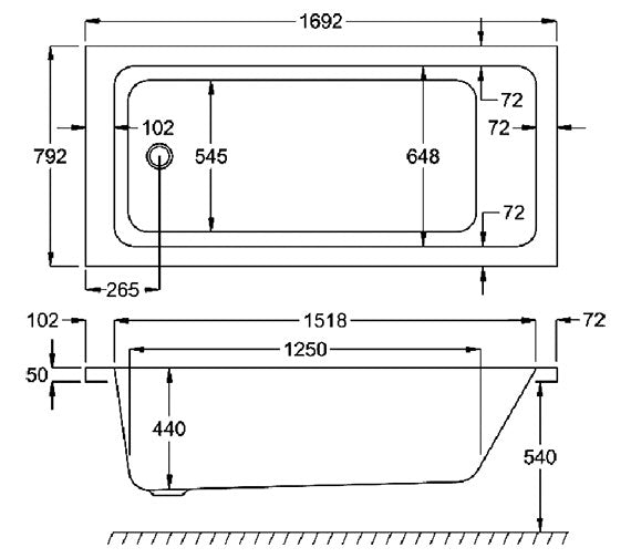 Carron Quantum 1700 x 800 Single ended Bath