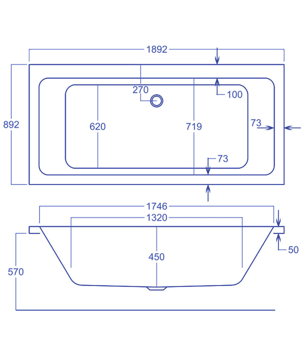 Carron Quantum 1900 x 900mm Double Ended Bath