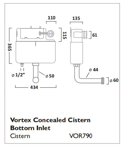 Tavistock Vortex Concealed Cistern - Bottom Inlet