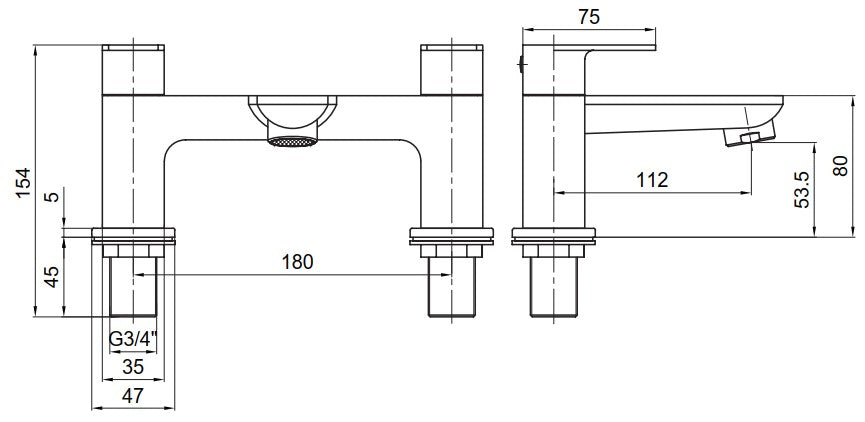 Tavistock Zero Deck Mounted Bath Filler