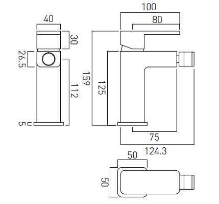 Vado Phase Mono Bidet Mixer With Pop-Up Waste