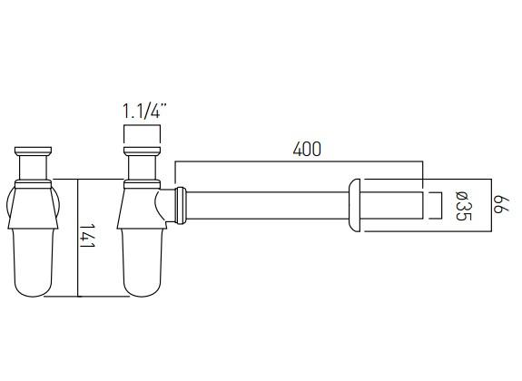 Vado Bottle Trap 1.1/4" x 1.1/4"