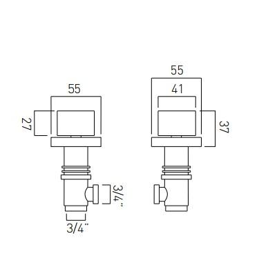 Vado Geo Pair Of Deck Mounted Stop Valves