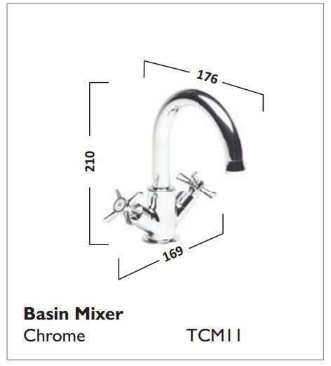 Tavistock Cheltenham Monobloc Basin Mixer with sprung plug waste - Chrome