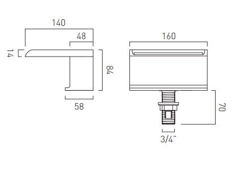 Vado Synergie Waterfall Bath Spout Wall Mounted