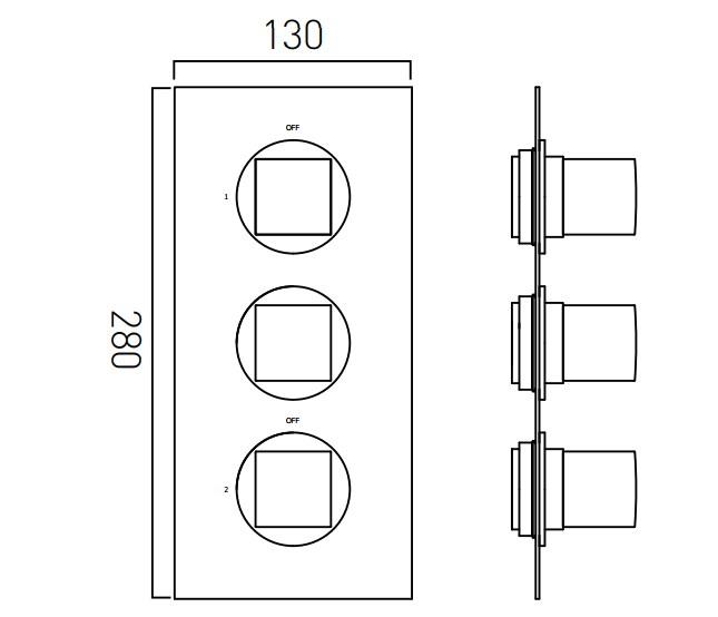 Vado Mix Two Outlet Trim For 128D/2 Thermostatic Valve