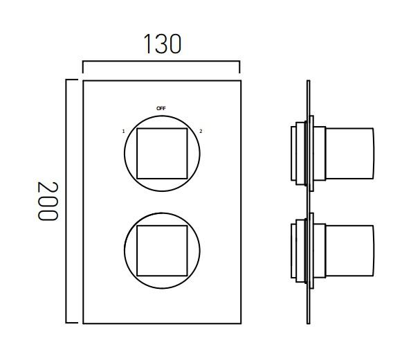 Vado Mix Two Outlet Trim For 148D/2 Thermostatic Valve