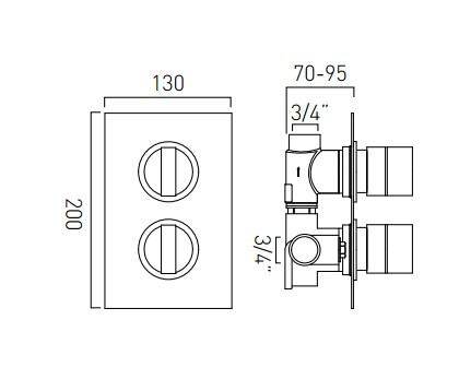 Vado Notion 1 Outlet 2 Handle Concealed Thermostatic Shower Valve Wall Mounted