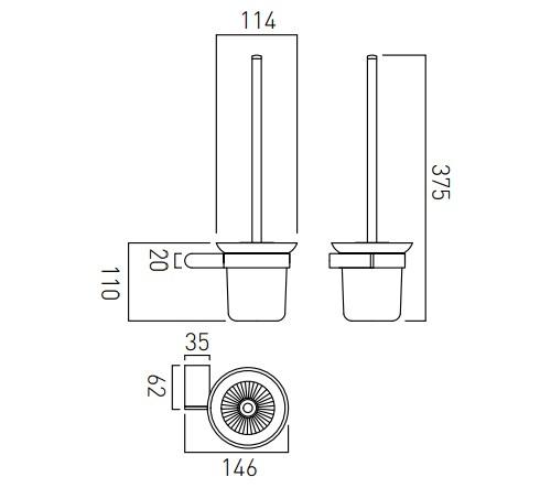 Vado Photon Toilet Brush And Holder Wall Mounted