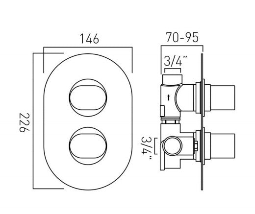 Vado Life Single Outlet Trim For 148D Thermostatic Valve