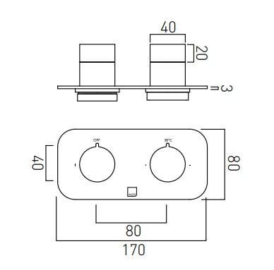 Vado Tablet Altitude Vertical/Horizonal Trim Kit For 2 Handle Thermostatic Valve