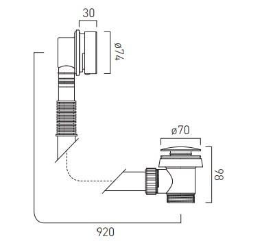 Vado Push Type Bath Waste And Overflow