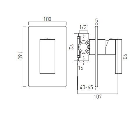 Vado Notion Concealed Manual Shower Valve Single Lever Wall Mounted