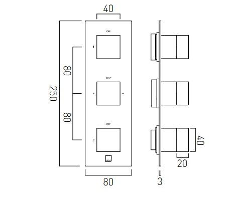 Vado Tablet Notion Trim Kit For 2 Outlet Concealed Thermostatic Valves