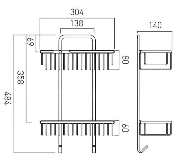 Vado Large Rectangular Double Basket With Hooks