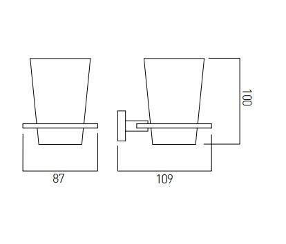 Vado Level Frosted Glass Tumbler And Holder Wall Mounted
