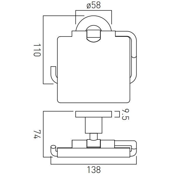 Vado Elements Covered Paper Holder Wall Mounted