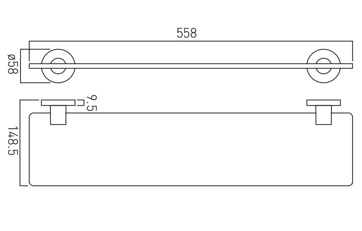 Vado Elements Frosted Glass Shelf 558mm (22'')
