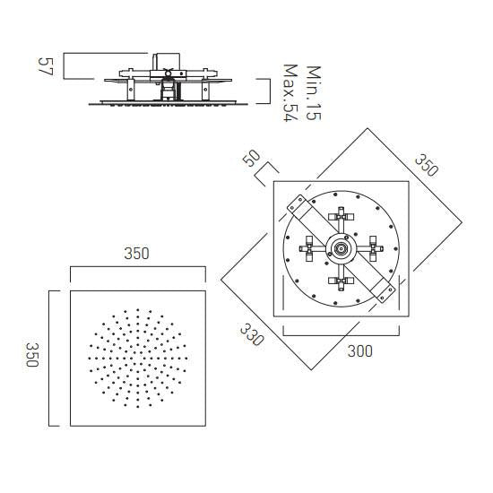 Vado Sky 380mm Ceiling Mounted Shower Head