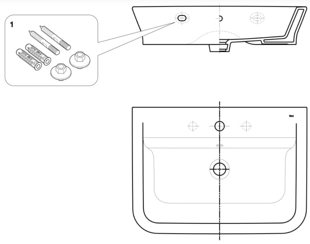 Roca The Gap 600 x 470 Basin 1TH White