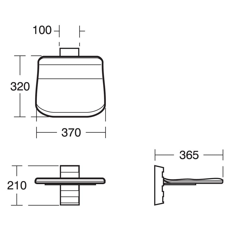 Armitage Shanks Care-Plus folding shower seat - fixed height - blue